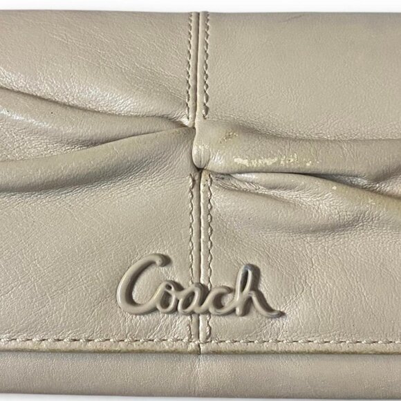 VINTAGE - COACH Beige Leather Wallet Coin Purse Credit Card Holder - Picture 4 of 4